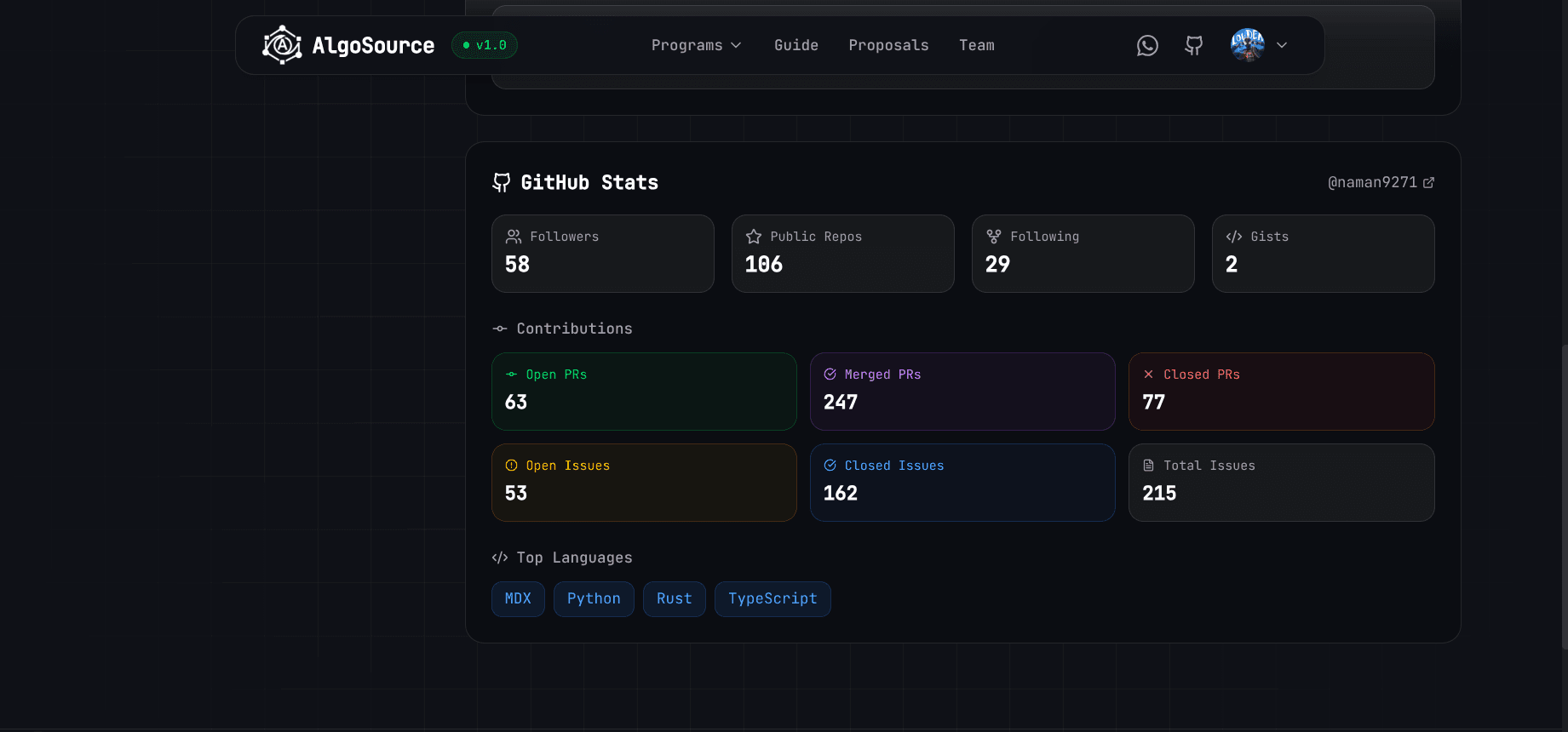 GitHub Stats screenshot